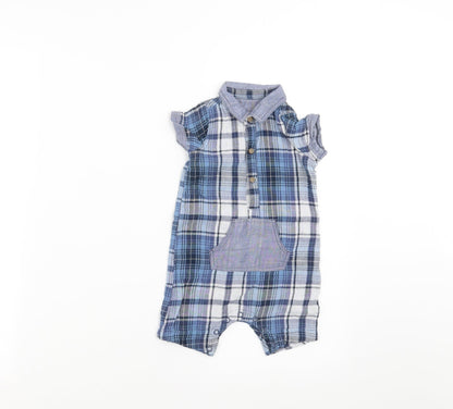 Matalan Baby Blue Plaid  Romper One-Piece Size 6-9 Months