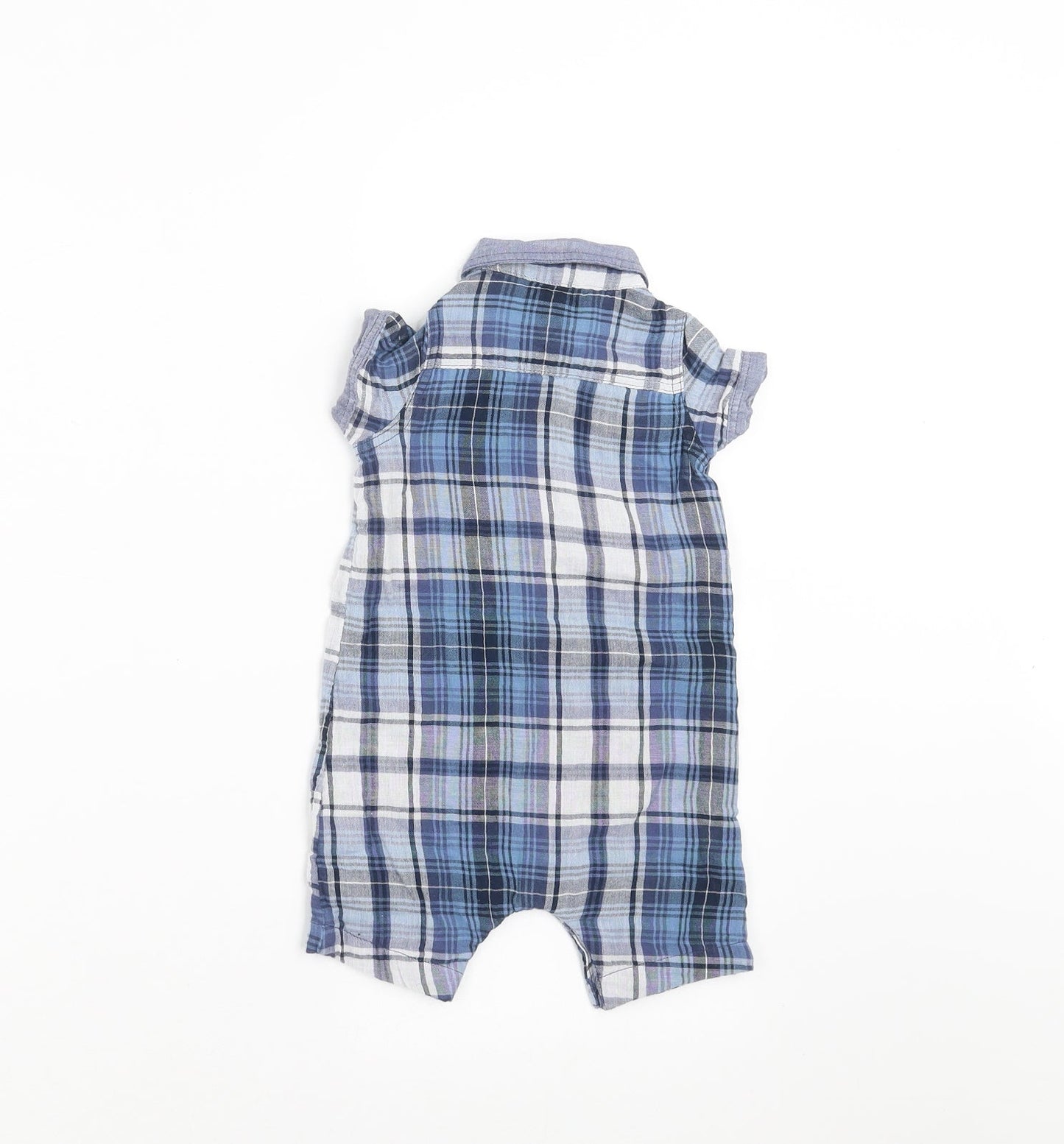 Matalan Baby Blue Plaid  Romper One-Piece Size 6-9 Months