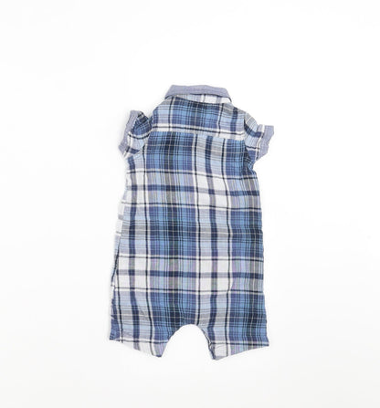 Matalan Baby Blue Plaid  Romper One-Piece Size 6-9 Months