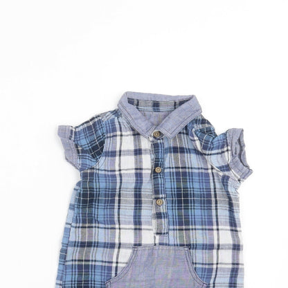 Matalan Baby Blue Plaid  Romper One-Piece Size 6-9 Months