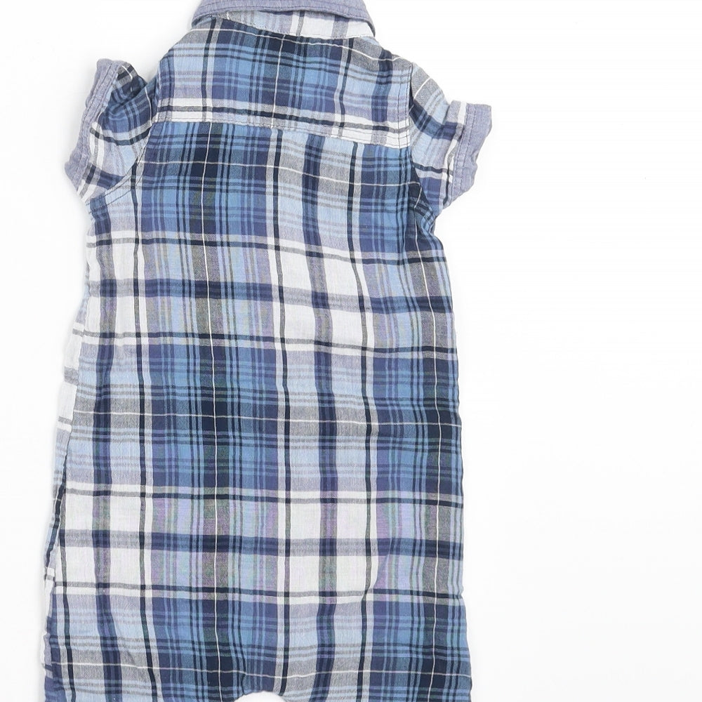 Matalan Baby Blue Plaid  Romper One-Piece Size 6-9 Months