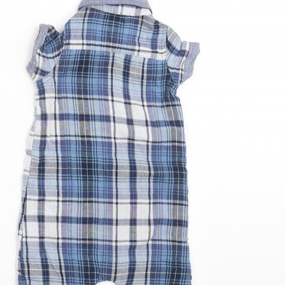 Matalan Baby Blue Plaid  Romper One-Piece Size 6-9 Months