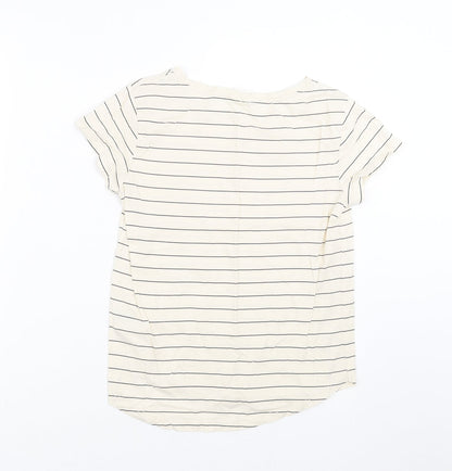 H&M Womens Beige Striped  Basic T-Shirt Size XS