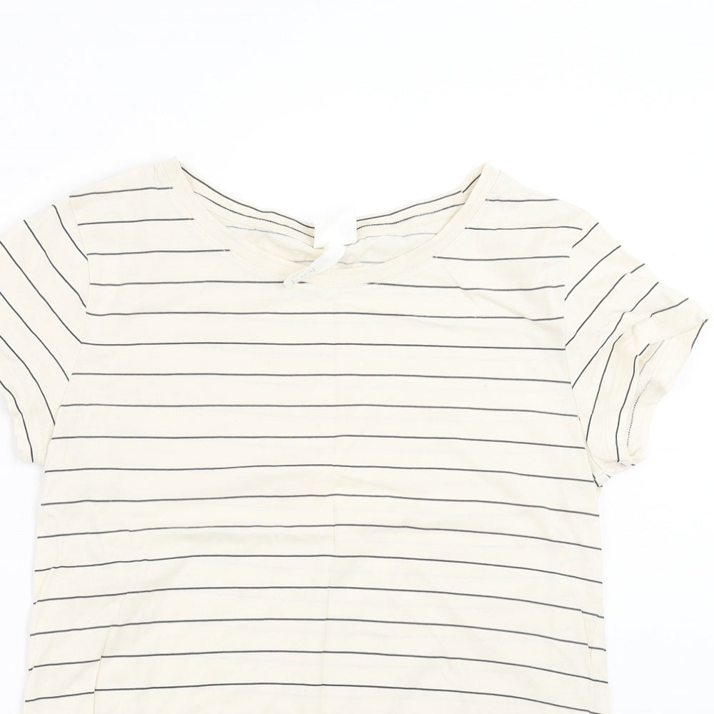 H&M Womens Beige Striped  Basic T-Shirt Size XS
