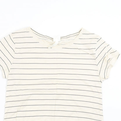 H&M Womens Beige Striped  Basic T-Shirt Size XS