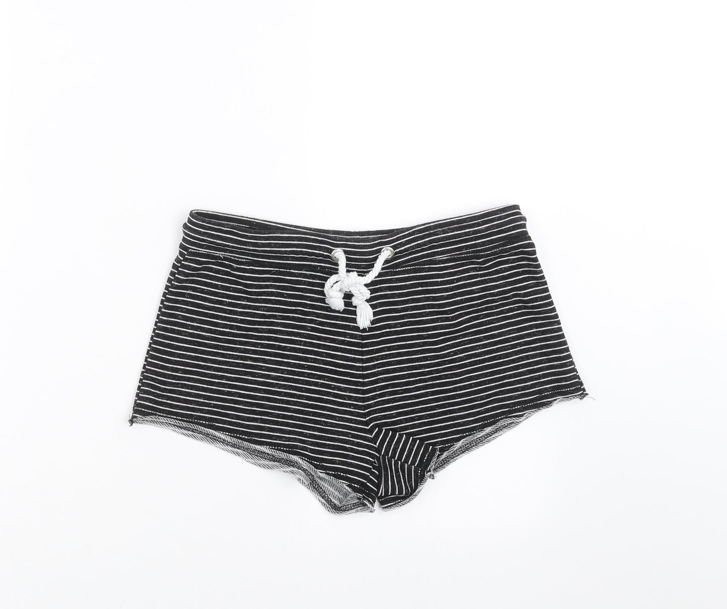 Primark Womens Black Striped  Hot Pants Shorts Size 8
