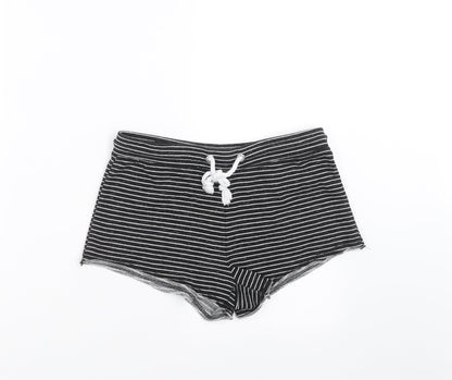 Primark Womens Black Striped  Hot Pants Shorts Size 8