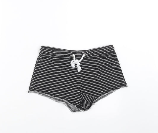 Primark Womens Black Striped  Hot Pants Shorts Size 8