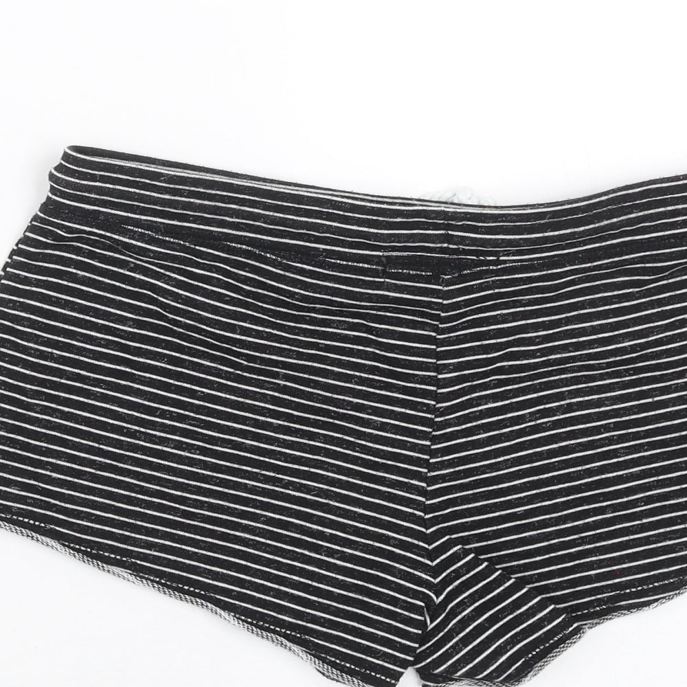 Primark Womens Black Striped  Hot Pants Shorts Size 8