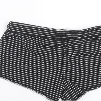 Primark Womens Black Striped  Hot Pants Shorts Size 8