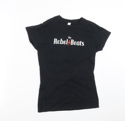Womens UK Size S Gildan Black Basic T-Shirt