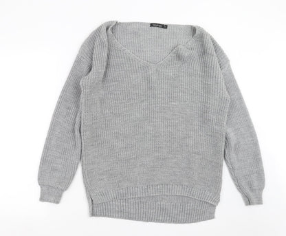 Boohoo Womens Grey  Knit Pullover Jumper Size S