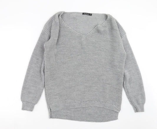 Boohoo Womens Grey  Knit Pullover Jumper Size S