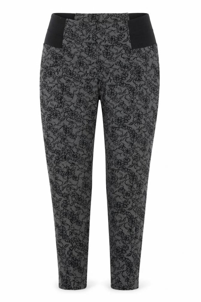 Fansa Womens Black Floral  Trousers  Size 12 L29.5 in