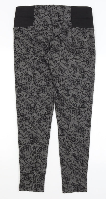 Fansa Womens Black Floral  Trousers  Size 12 L29.5 in