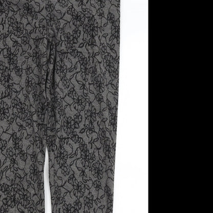Fansa Womens Black Floral  Trousers  Size 12 L29.5 in