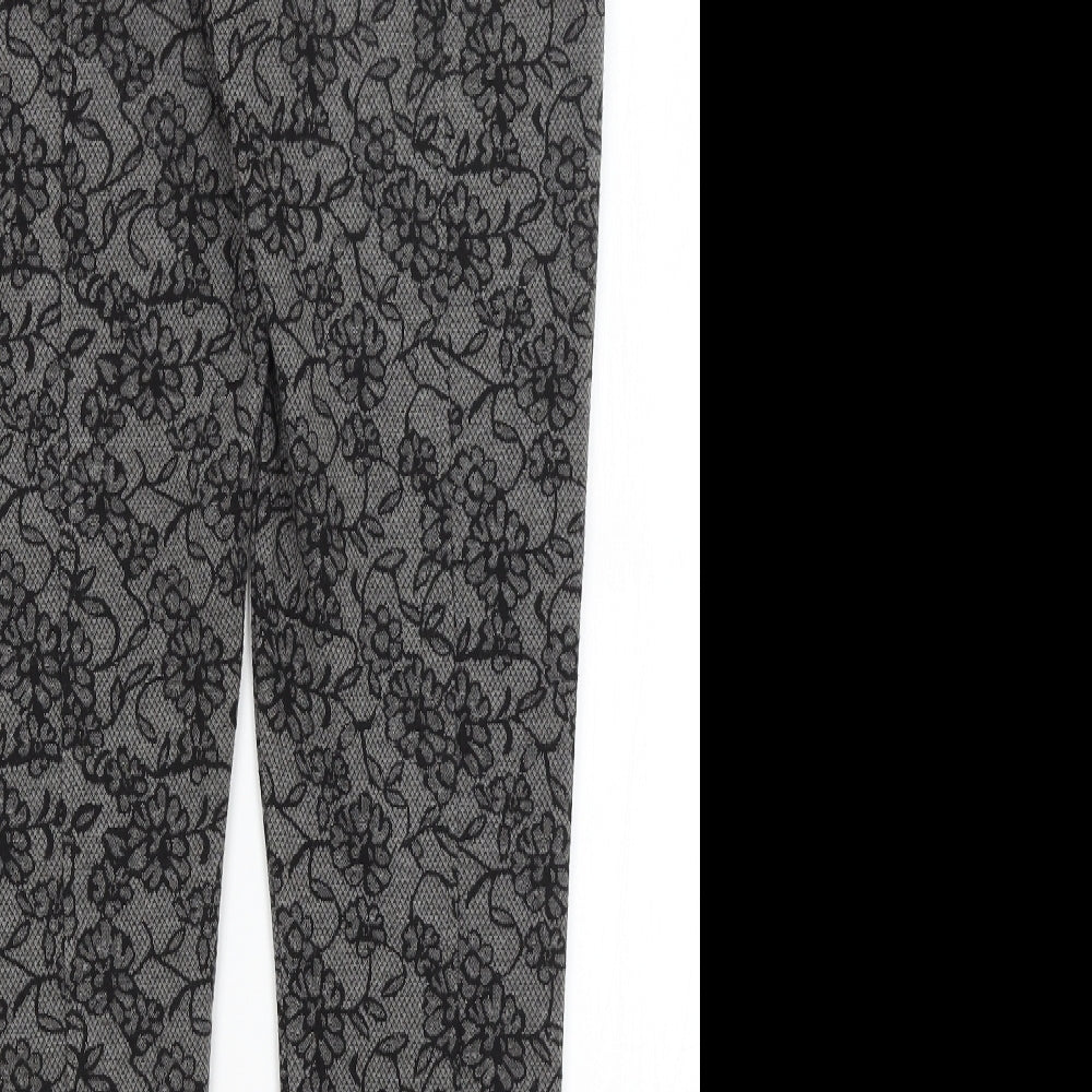Fansa Womens Black Floral  Trousers  Size 12 L29.5 in