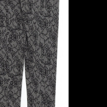 Fansa Womens Black Floral  Trousers  Size 12 L29.5 in