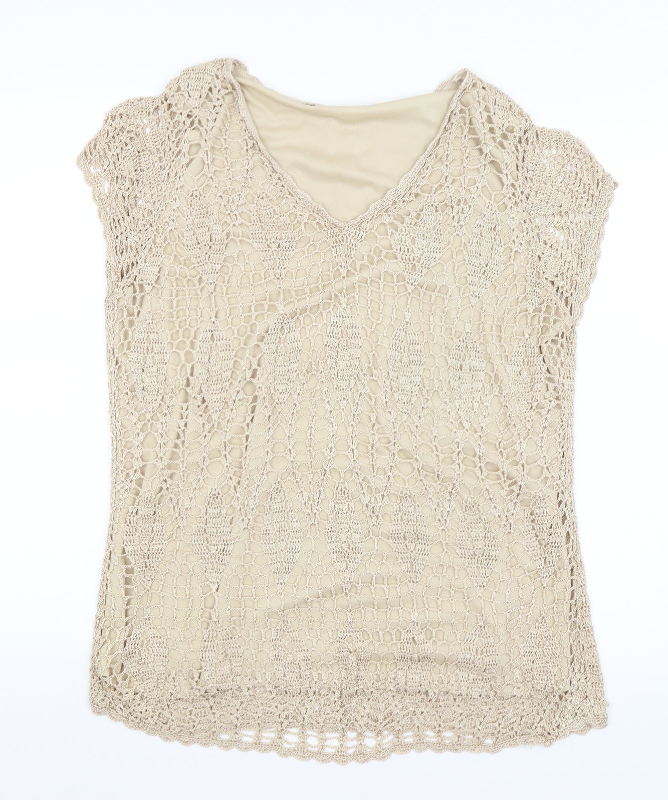 Womens UK Size 18 Evans Gold Basic T-Shirt