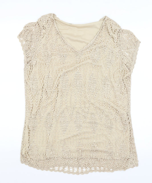 Evans Womens Gold   Basic T-Shirt Size 18