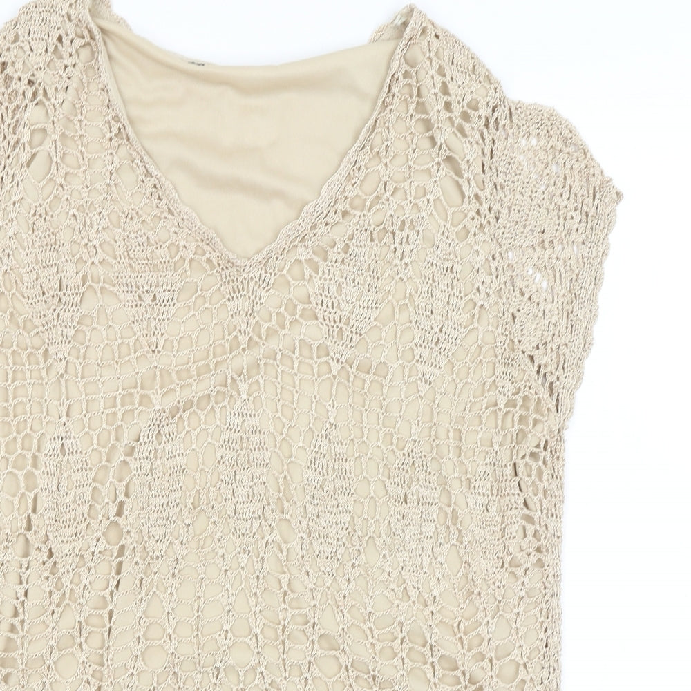 Womens UK Size 18 Evans Gold Basic T-Shirt