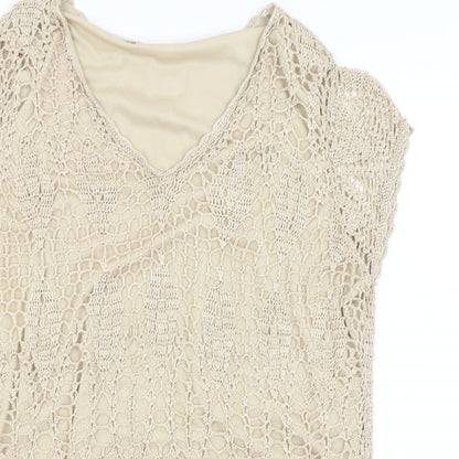 Womens UK Size 18 Evans Gold Basic T-Shirt