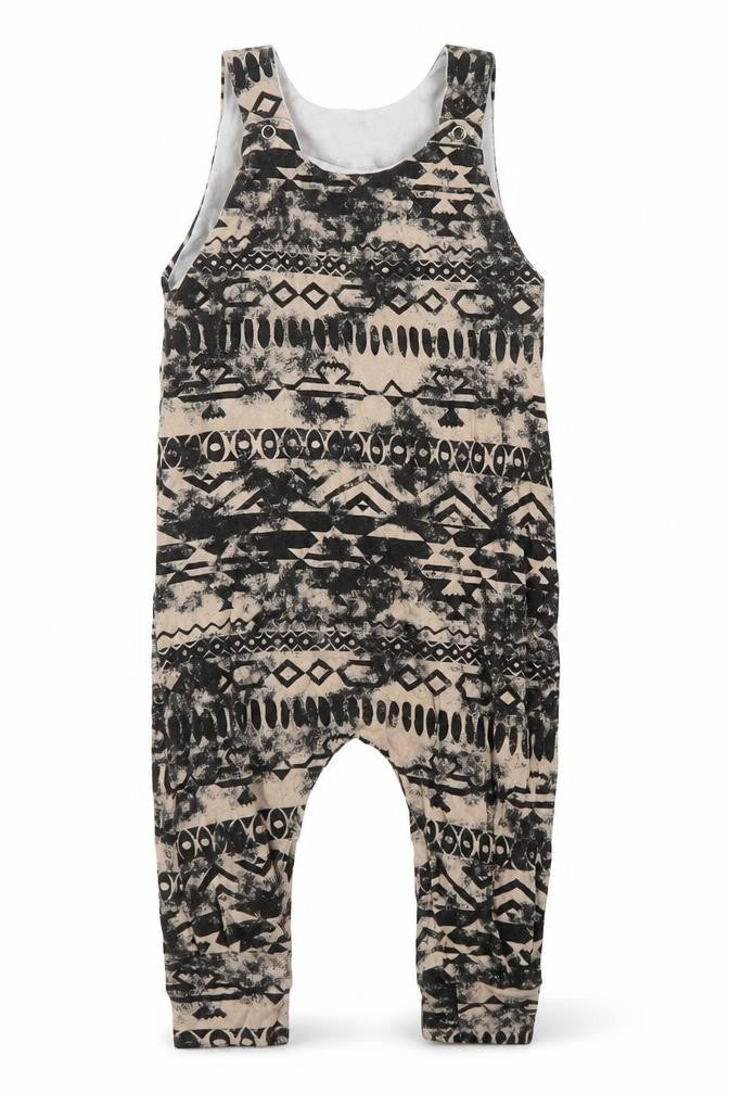 Ginikins Girls Brown Geometric  Dungaree One-Piece Size 12 Months