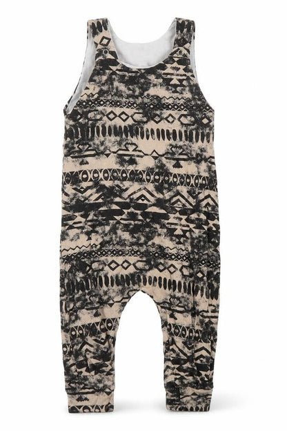 Ginikins Girls Brown Geometric  Dungaree One-Piece Size 12 Months