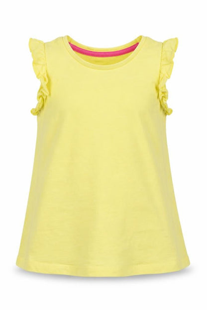 Front view of Matalan girls’ yellow basic t-shirt, size 2, years