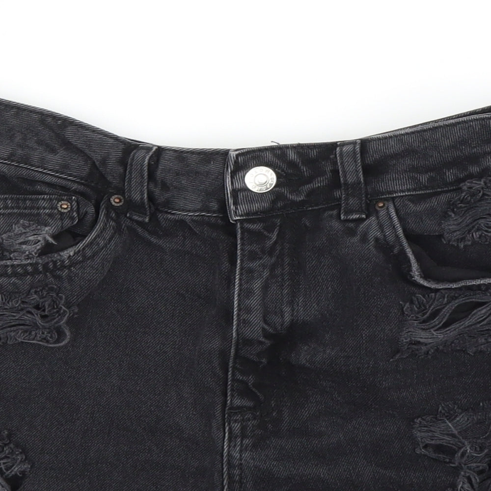 Topshop Womens Black  Denim Culotte Shorts Size 28 in