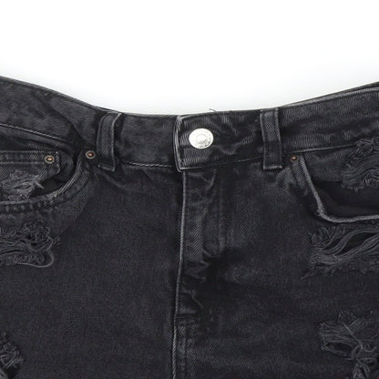 Topshop Womens Black  Denim Culotte Shorts Size 28 in
