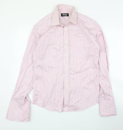 Raymond Shop Mens Pink Striped   Button-Up Size M