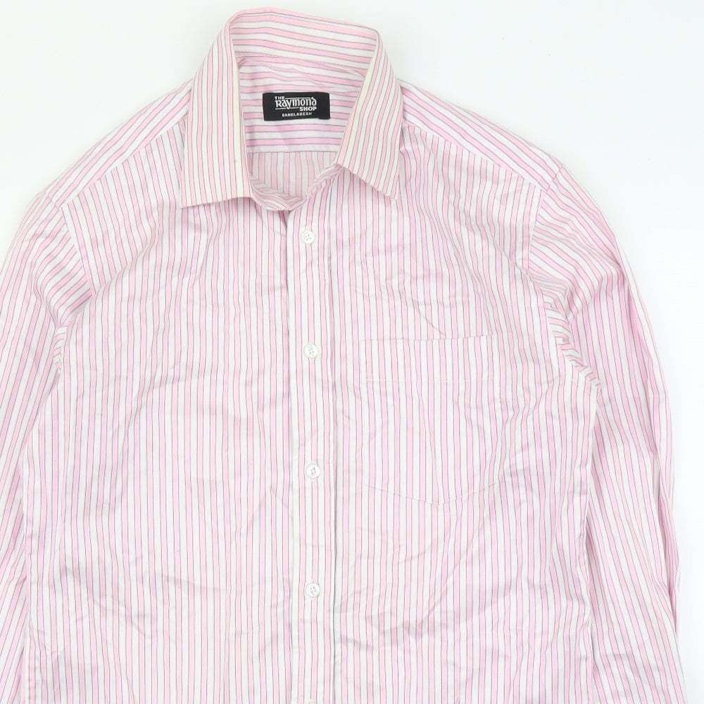 Raymond Shop Mens Pink Striped   Button-Up Size M