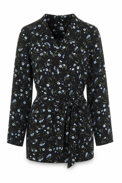 H&M Womens Black Floral  Kimono Blouse Size S
