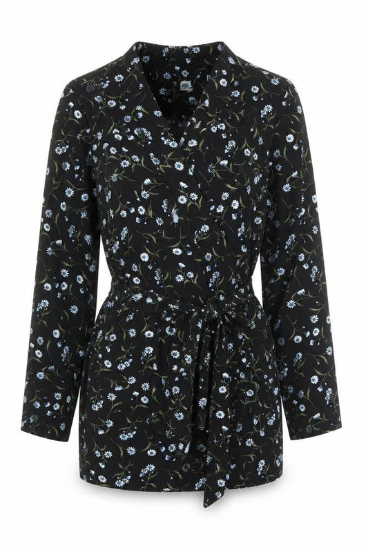 H&M Womens Black Floral  Kimono Blouse Size S