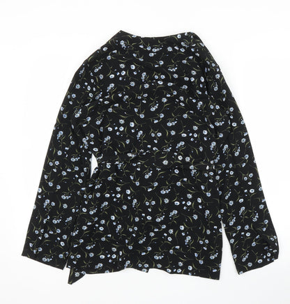 H&M Womens Black Floral  Kimono Blouse Size S
