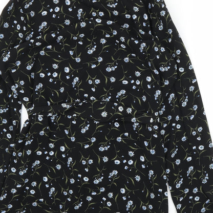 H&M Womens Black Floral  Kimono Blouse Size S