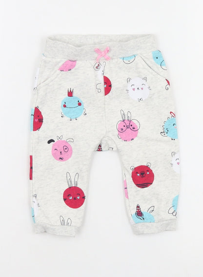 George Girls Grey   Jogger Trousers Size 3-6 Months