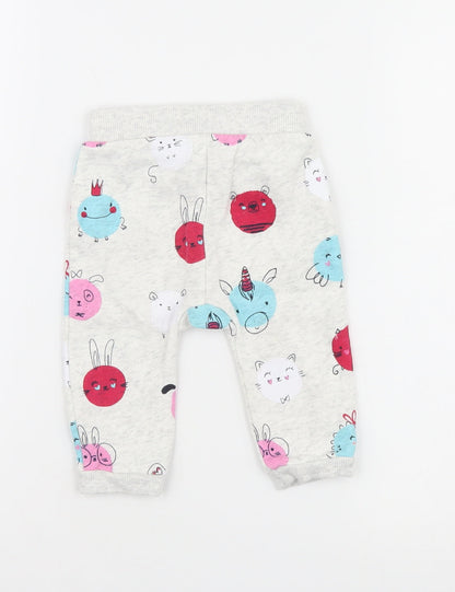 George Girls Grey   Jogger Trousers Size 3-6 Months