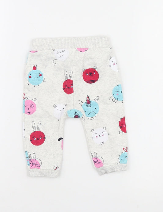 George Girls Grey   Jogger Trousers Size 3-6 Months