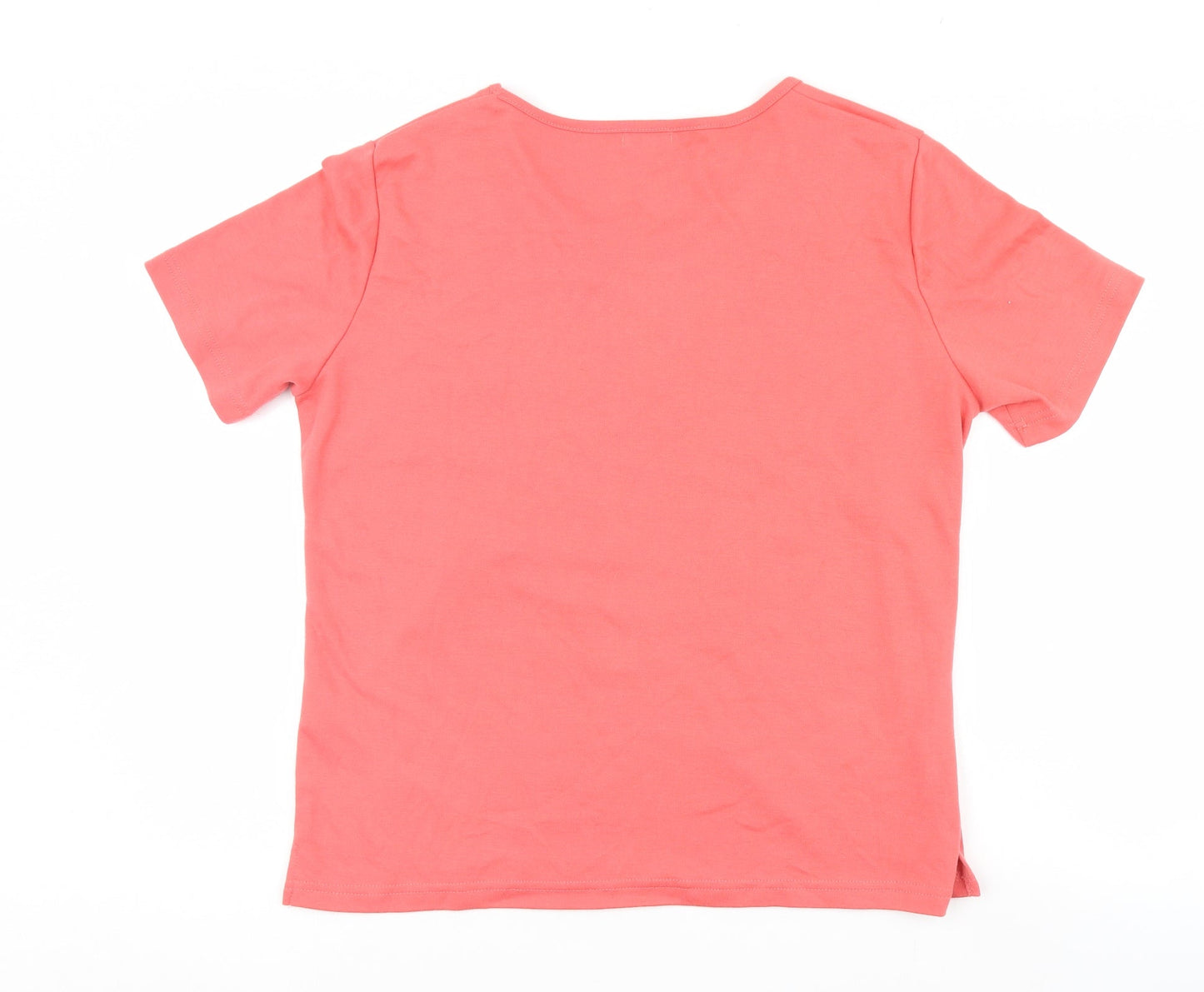 Womens UK Size XL TEXT Pink Basic T-Shirt