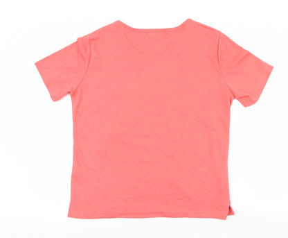Womens UK Size XL TEXT Pink Basic T-Shirt