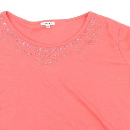 Womens UK Size XL TEXT Pink Basic T-Shirt