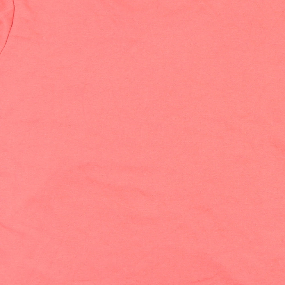 Womens UK Size XL TEXT Pink Basic T-Shirt