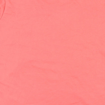 Womens UK Size XL TEXT Pink Basic T-Shirt