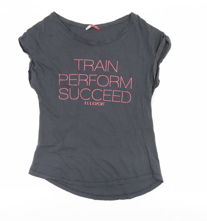 Womens UK Size 10 Elle Sport Grey Basic T-Shirt