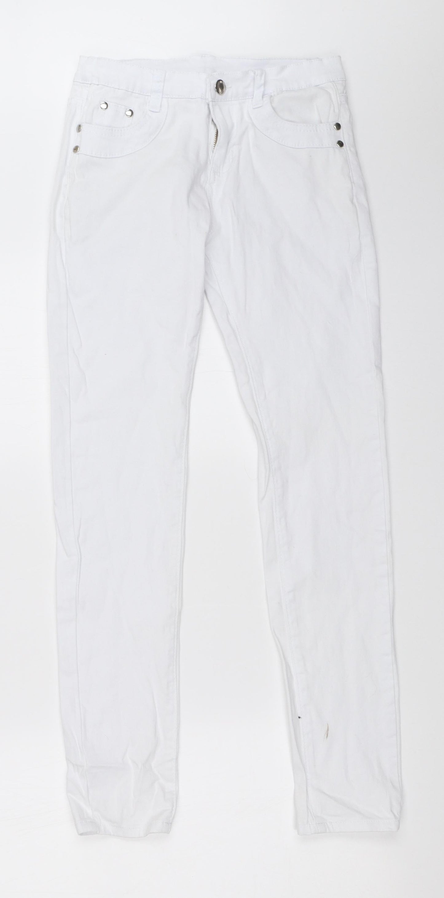Womens UK Size 25 in Preworn Regular Fit Skinny White Jeans