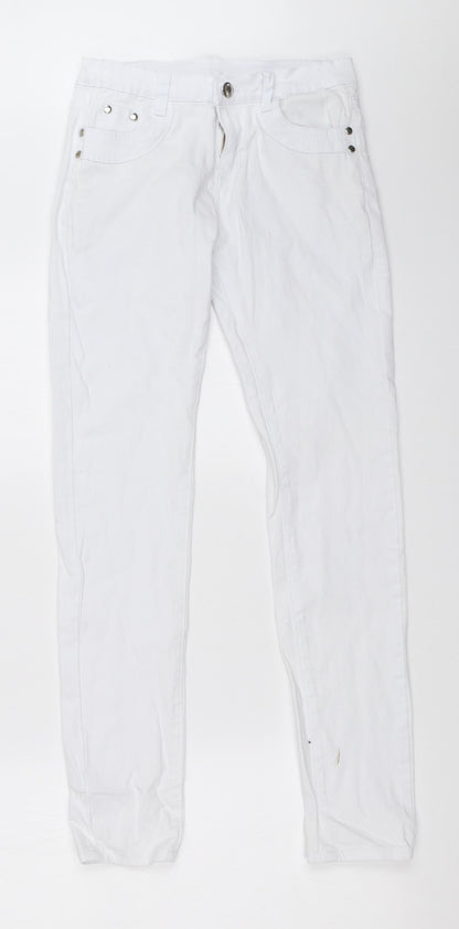 Womens UK Size 25 in Preworn Regular Fit Skinny White Jeans