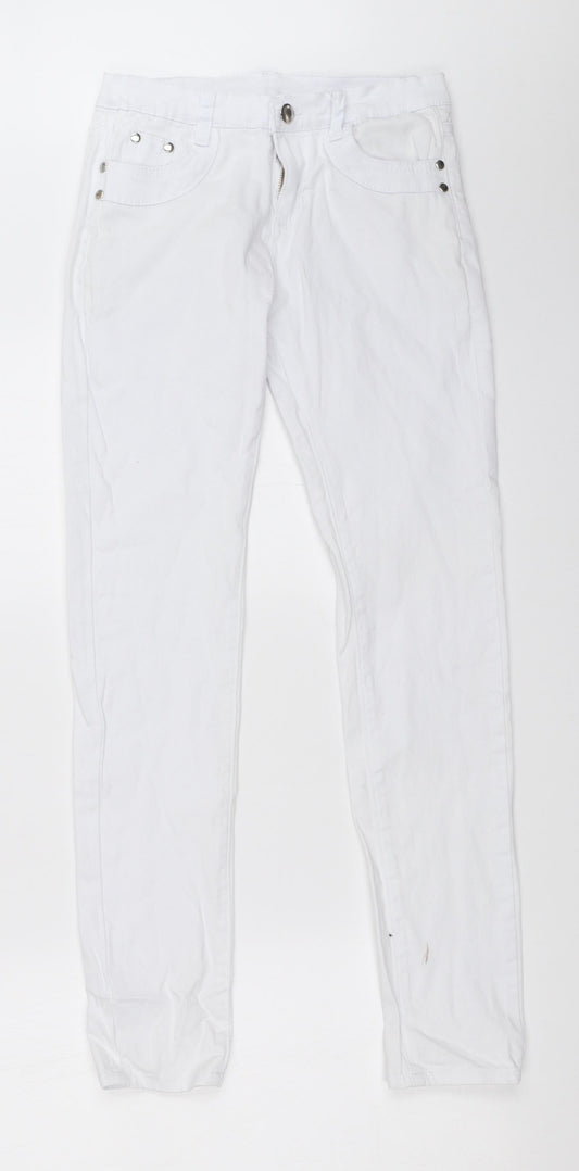 Womens UK Size 25 in Preworn Regular Fit Skinny White Jeans