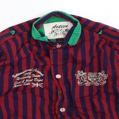 Active Boys Red Striped  Basic Button-Up Size 2 Years